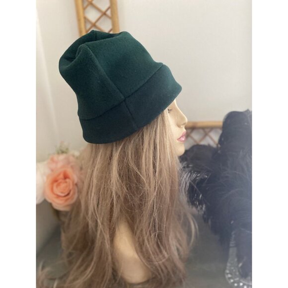Vintage Reebok OSFA Cuffless Green Unisex Hat Beanie One Size Gold Logo EUC - Picture 14 of 16